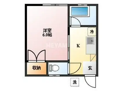 ハイアットの家(1K/1階)の間取り写真