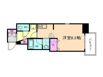 ファーストステージ江坂広芝町II(ワンルーム/9階)の間取り写真