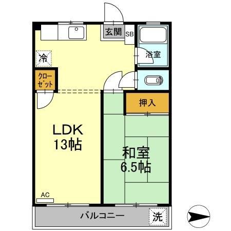 大石マンション(1LDK/3階)の間取り写真