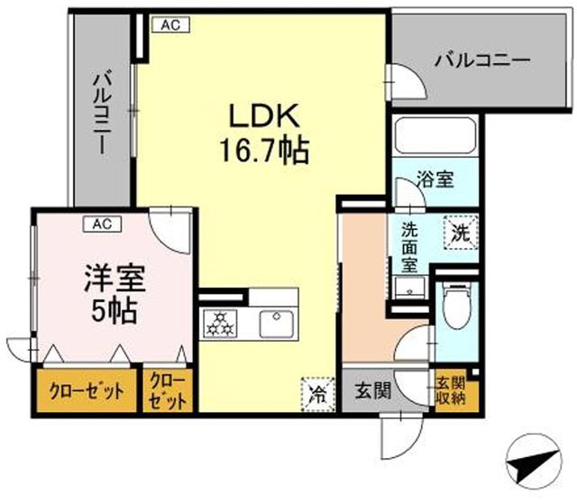D-RESIDENCE稲城(1LDK/2階)の間取り写真