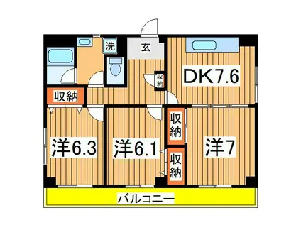 グレイスフルコート21(3DK/3階)の間取り写真