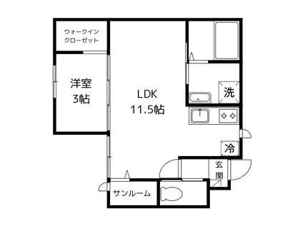 FELICE久方II(1LDK/1階)の間取り写真