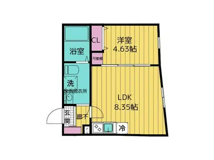 クリオ ラモード神楽坂(1LDK/4階)の間取り写真