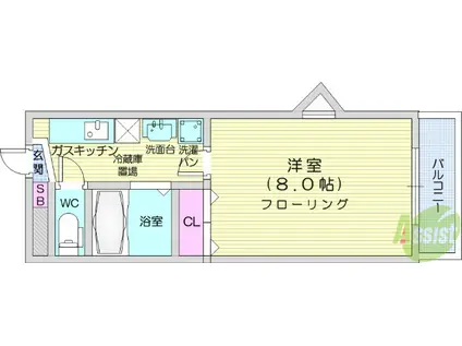 フレンズ双葉ヶ丘(1K/1階)の間取り写真