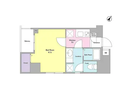 GRAN FELICIA(1K/6階)の間取り写真