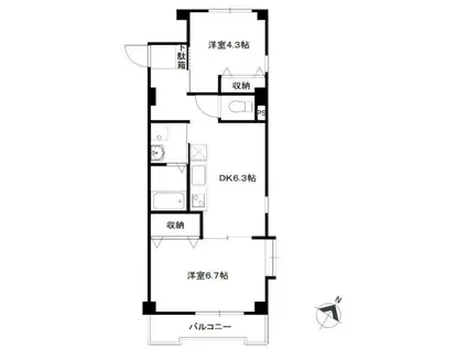 桜坂第2ハイツ(2DK/1階)の間取り写真