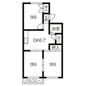 メゾンM1(3DK/2階)の間取り写真