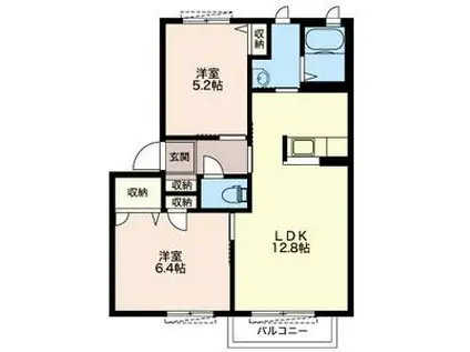 メゾン・シープH(2LDK/2階)の間取り写真