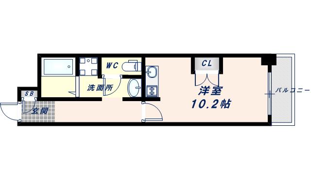 ロネスタ新深江(ワンルーム/8階)の間取り写真