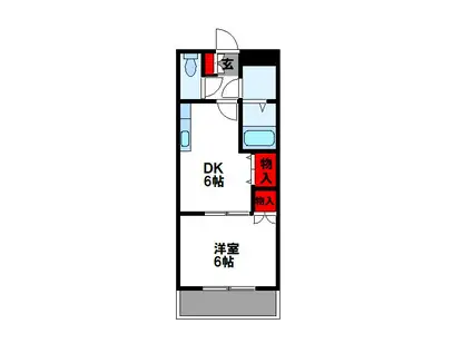 ストロベリーガーデン(1DK/2階)の間取り写真
