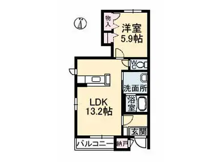 シャーメゾン神辺 B棟(1LDK/1階)の間取り写真