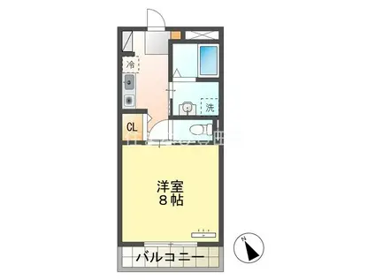 ヒルクレスト(1K/1階)の間取り写真