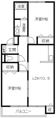 サニーコートII(2LDK/2階)の間取り写真