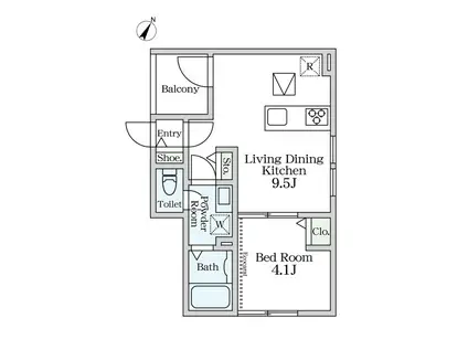 MAISON DE SERENITE大崎(1LDK/1階)の間取り写真