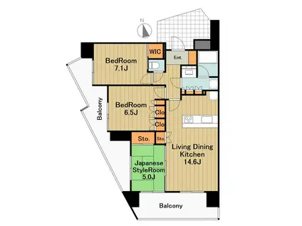 サーパス南橋本(3LDK/6階)の間取り写真