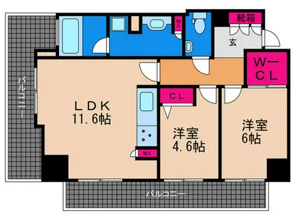 広島ガーデンシティ白島城北イーストタワー(2LDK/16階)の間取り写真
