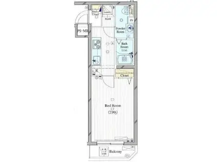 ル・リオン池袋椎名町(1K/5階)の間取り写真