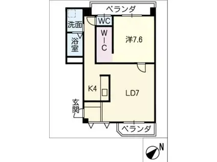 カーサエンショウ(1LDK/3階)の間取り写真