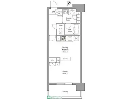 スパシエルクス西川口(1DK/7階)の間取り写真