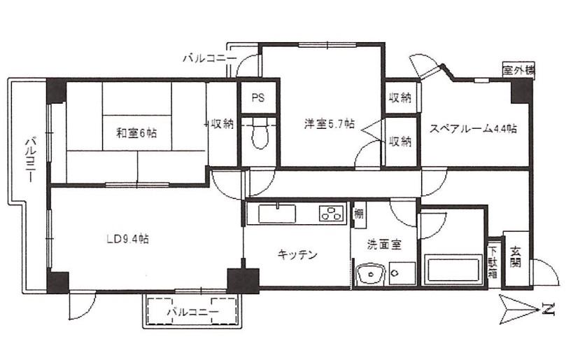 フォルムあやめ池(2SLDK/2階)の間取り写真