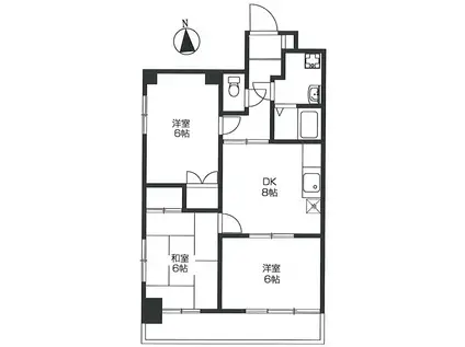 KサンライトマンションII(3DK/4階)の間取り写真