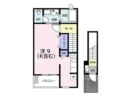 HIKARISU III(ワンルーム/2階)の間取り写真