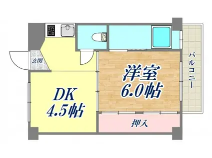 ビレッジハウス鴻池(1DK/3階)の間取り写真