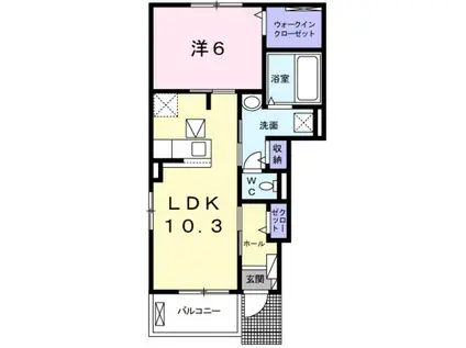 ソワ デ リュミエール(1LDK/1階)の間取り写真