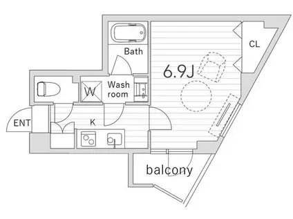 GRANDUO世田谷VII(1K/3階)の間取り写真