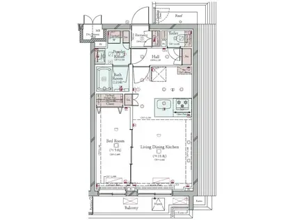 コンシェリア目黒本町 THE RESIDENCE(1LDK/4階)の間取り写真