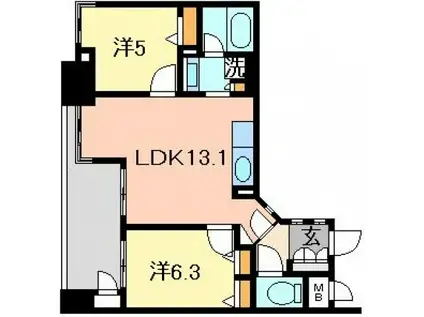 パークハウス上幟町(2LDK/6階)の間取り写真