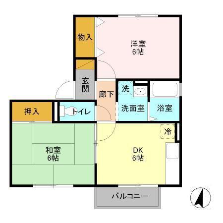 タントミール(2DK/1階)の間取り写真