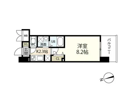 S-RESIDENCE宇品海岸(1K/8階)の間取り写真