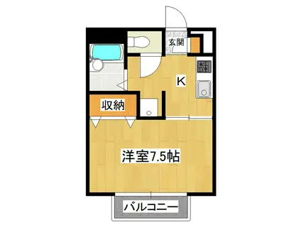 メゾンドアミー(1K/2階)の間取り写真