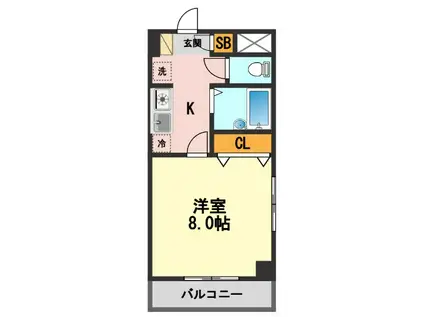 グランドゥール(1K/1階)の間取り写真