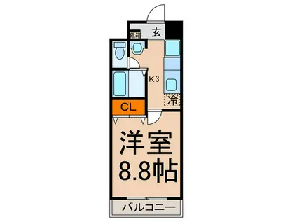 ハウスセゾン四条通(1K/7階)の間取り写真