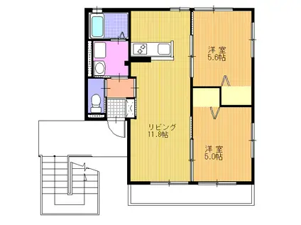 エクセルハイム(2LDK/1階)の間取り写真