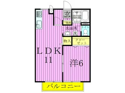 グランガーデンⅢ(1LDK/2階)の間取り写真