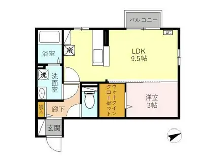 セブンワンテンI棟(1LDK/2階)の間取り写真