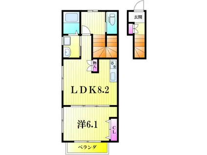 ルミエール串崎南(1LDK/2階)の間取り写真