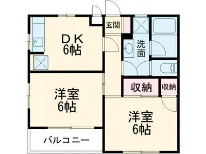 ブルーハイム河辺(2DK/3階)の間取り写真