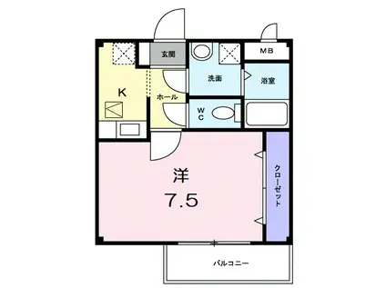 アルブル ヴィラージュII(1K/1階)の間取り写真