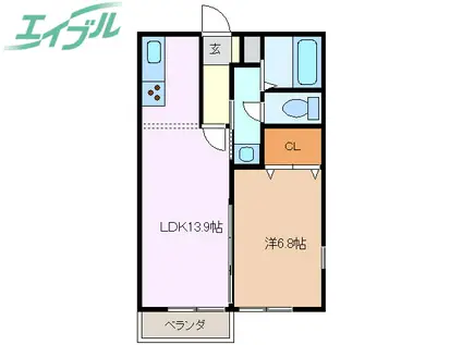 ラ・テラ滝川(1LDK/3階)の間取り写真