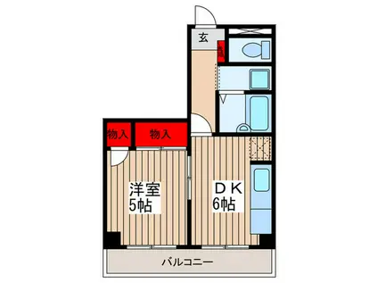 MKマンション(1DK/4階)の間取り写真