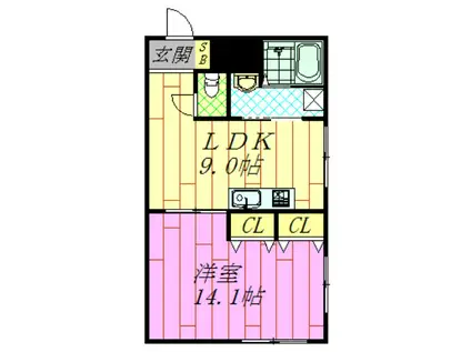 パラッツォエレガンテ(1LDK/4階)の間取り写真