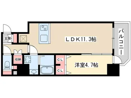 コンフォリア・リヴ新大阪ウエスト(1LDK/8階)の間取り写真