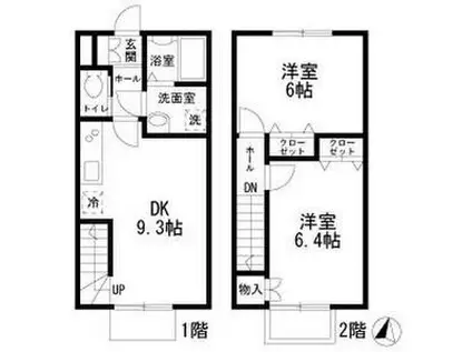 テラスルーブル(2DK/1階)の間取り写真