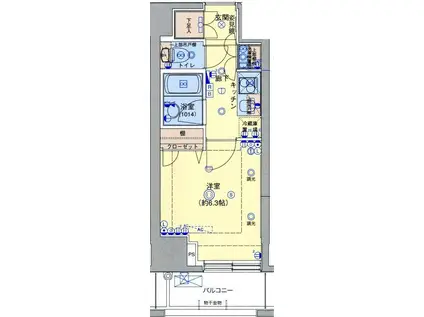 ブライズ品川南ル・リオン(1K/15階)の間取り写真