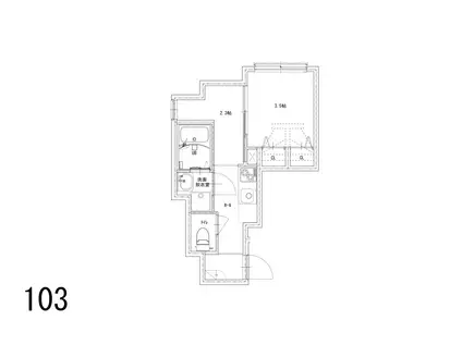 ソルナクレイシア下北沢(1K/1階)の間取り写真