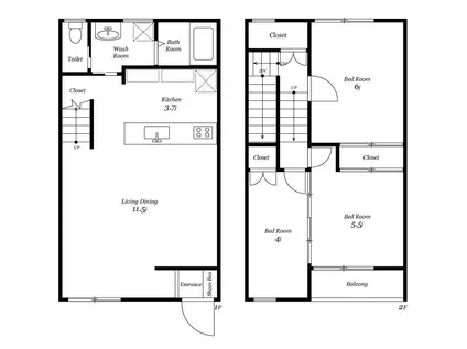 BIZ TOWN NO.38(3LDK/1階)の間取り写真